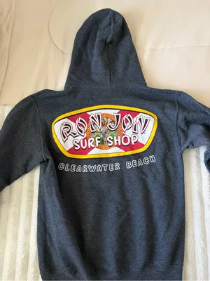 Ron Jon Charcoal Gray Pullover Hoodie with Surf Patch thumbnail 6