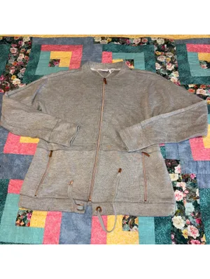 BMW $112 Woman’s S Gray Full Zip Sweat Jacket with Drawstring Hem Zip Pockets thumbnail 3