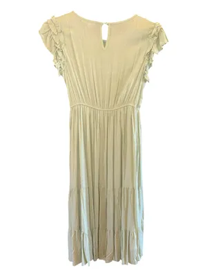 Smocked Bodice Light Sage Maxi Dress with Ruffle Sleeves thumbnail 2