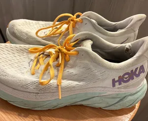 Hoka Women's Cream Athletic Shoes with Yellow Laces thumbnail 1