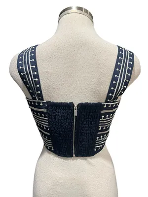 Avec Les Filles Cotton Embroidered Square-Neck Tank Top iNavy/Cream Size XS NWT thumbnail 6