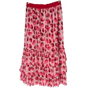 NWT Anthropologie Eva Franco‎ Strawberry Print Tiered Tulle Midi Skirt Size XS thumbnail 6