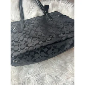 Coach Black Signature Python Stripe Carryall shoulder Bag 14x10x6 hobo thumbnail 4