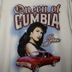Hot Topic Selena Queen Of Cumbia Graphic T Shirt Womens Size M White Rhinestone Tee‎ Y2K thumbnail 4