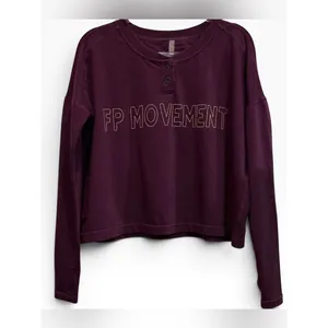 Free People Movement Now Or Never Layer Cropped Tee Shirt Embroidered Logo Small thumbnail 3