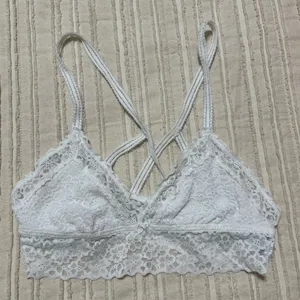 Aerie White Lace Strappy Back Bralette thumbnail 1