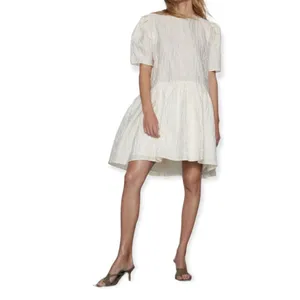 ZARA Voluminous Flounce Mini Dress Ivory NEW Size L thumbnail 4