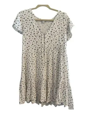 American Eagle White Mini Dress Dainty Blue Floral Size Medium thumbnail 1