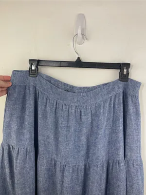 Matty M Blue Chambray Tiered A-Line Midi Skirt size XXL thumbnail 10