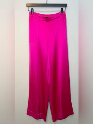 Retrofête Kasha Neon Pink Satin Wide Leg Pant thumbnail 13