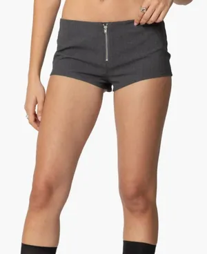 EDIKTED Allie Gray Zip Up Festival Rave Micro Shorts NWT Size S thumbnail 1