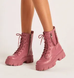 Cape Robbin Pink Patent Lug Sole Combat Boots Chunky Platform Indie Sleaze Boho‎ thumbnail 1