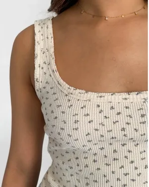Floral grey bandit waffle tank thumbnail 5