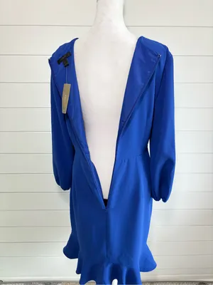 J. Crew Cobalt Royal Blue‎ Long-Sleeve ruffle-front dress Size 6 NEW thumbnail 5