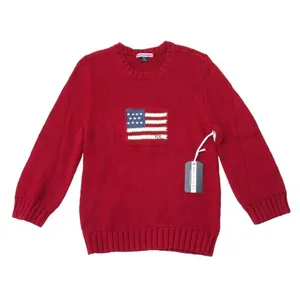 NWT Polo Jeans Co Ralph Lauren American Flag Cotton Crewneck in Red Sweater L thumbnail 1