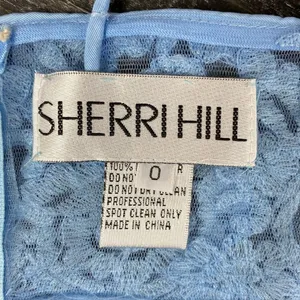 Sherri Hill Blue Lace Crop Bralette Sleeveless Top 0 thumbnail 6