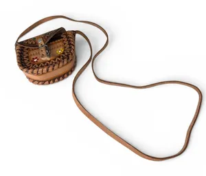 vintage handmade leather mini girls coin purse shoulder bag tooled crossbody thumbnail 1