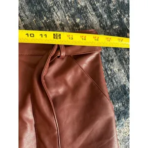 Abercrombie & Fitch Mini Skirt Size Medium Brown Faux Leather Button & Tie Front thumbnail 5