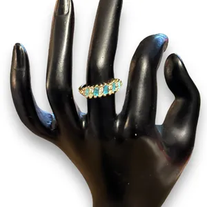 Aquamarine And Simulated Diamonds Ring Gold thumbnail 2