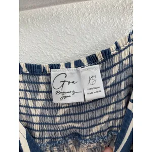 Goa Dress Womens XS Blue White Maxi Resort Beach Coastal‎ Luxury Flowy thumbnail 3