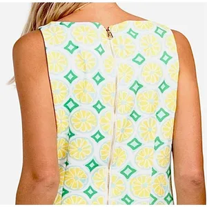 Sail to Sable Lemon Print‎ Sleeveless Shift Dress MEDIUM Diamond Colorful thumbnail 6
