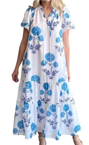 J. Marie Stella Jo Ruffle Strap Floral Midi Dress Large thumbnail 1