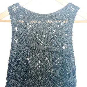Express Y2K Black Crochet Tank Top Vest Top thumbnail 3