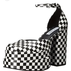 The Steve Madden Charlize Platform Pump in black and white Checkered Size 8.5 thumbnail 1