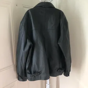 Y2K Marc Mattis Black 100% Genuine leather bomber biker puffy jacket- cool, edgy goth grunge streetwear thumbnail 2
