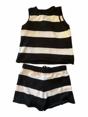 Black and White Striped Set - Sleeveless Top & Shorts NWOT thumbnail 2