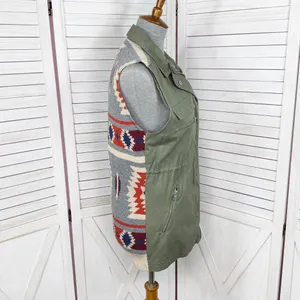 Thread & Supply Aztec Southwestern Print Knit Back Utility‎ Vest Green Small thumbnail 4
