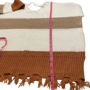Moon & Madison Women's Striped‎ Distressed V-Neck Pullover Sweater Size XS thumbnail 9