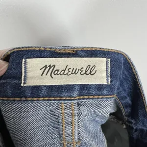 Madewell, New, Rigid Denim Straight Destructed Mini Jean Denim‎ Skirt, Size 28 thumbnail 4