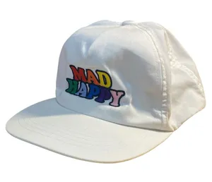 Mad Happy Streetwear White Colorful Logo Adjustable Snapback Cap Hat One Size thumbnail 1