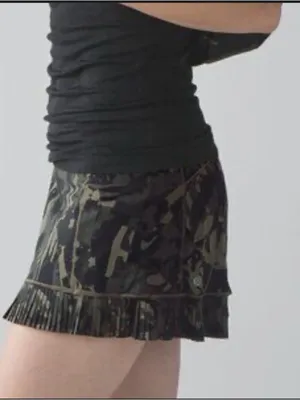 Lululemon City Sky Run By Pop Cut Fatigue Green Black Camo Ruffle Tennis Skirt thumbnail 1