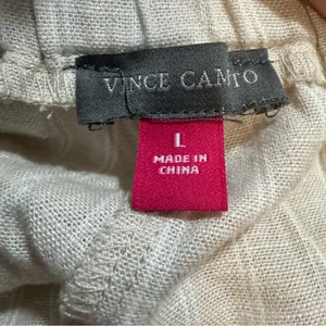Vince Camuto Rainy Day Linen Blend Wide Leg Pants L NWT Beige Pull On thumbnail 7