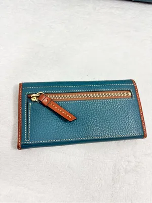 Dooney & Bourke Teal Brown Pebble Leather Tote & Matching Wallet Set thumbnail 6