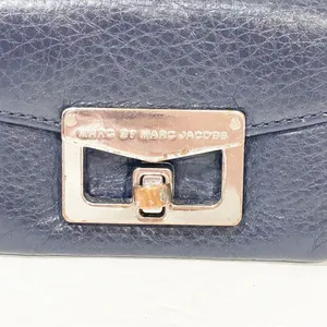Marc by Marc‎ Jacobs Navy Blue Leather Silver Hardware Card Holder Wallet thumbnail 2