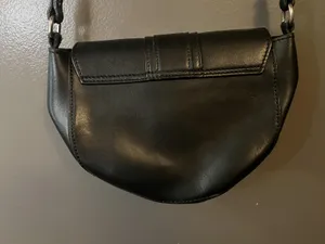 8 by YOOX Crossbody Bag Womens Black Calfskin Leather Ring Flap Made in Italy thumbnail 4