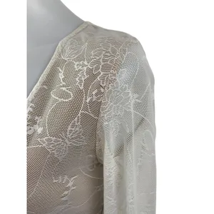 I.AM.GIA Yvette Womens Sheer Mesh Floral Lace V Neck Long Sleeve Blouse Top Sz S thumbnail 3