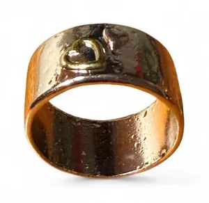 Silver-tone Hammered Chunky Ring with Heart Detail Size 12 thumbnail 1