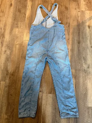 Free People High Roller Overall Denim Jumpsuit Light Blue Denim Women's XS thumbnail 5