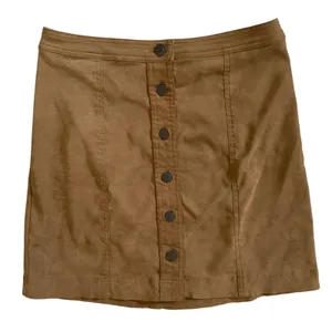 Abercrombie & Fitch Womens Camel Brown Faux Suede Button‎ Front Mini Skirt Small thumbnail 3