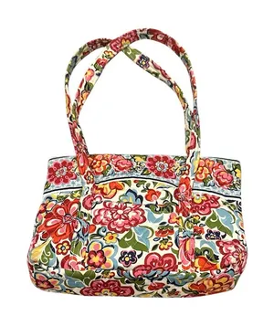 VERA BRADLEY QUILTED PINK BLUE Boho Floral Multicolor Tote Bag thumbnail 1