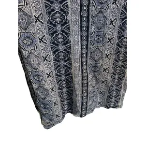 Three dots blue pattern boho wide leg pants XXL Beachy flowy travel stretchy thumbnail 7