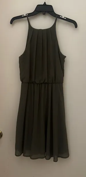 Olive Green Blue Rain Francesca's Sleeveless Mini Dress thumbnail 1