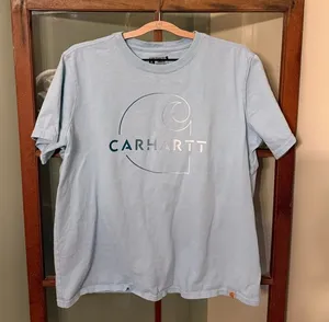 Carhartt Women’s Blue Logo Graphic Crew Neck Loose Fit T-Shirt Size XL thumbnail 1