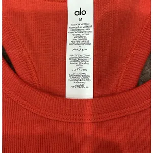 Alo Yoga Aspire Tank Bright Red Medium Ribbed Cropped Athleisure thumbnail 5