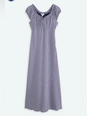 Market & Spruce Short Sleeve Gingham Maxi Dress Navy Small NWT STITCH FIX thumbnail 4