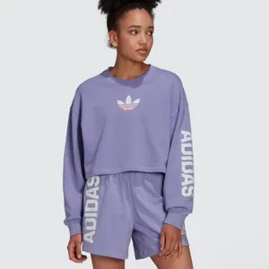 NWOT Adidas Originals Streetball Streetwear Cropped Oversized Sweatshirt Purple thumbnail 6